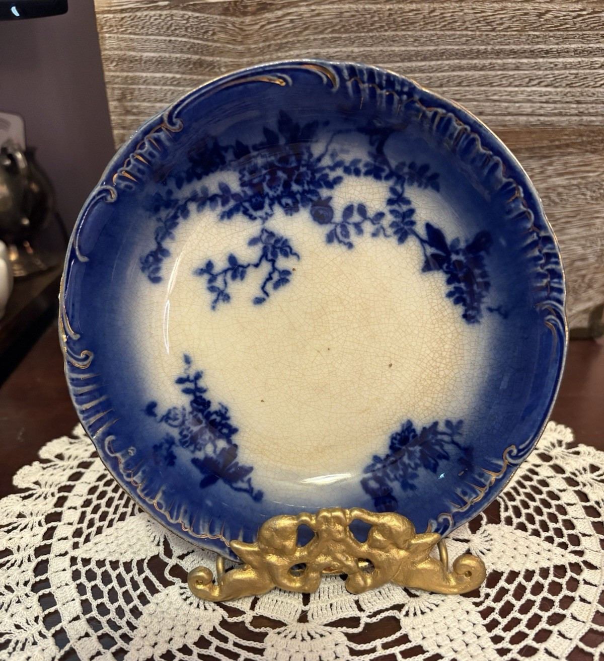 La Belle Blue & White Floral Ceramic 6.5in Berry Bowl Printed Backstamp
