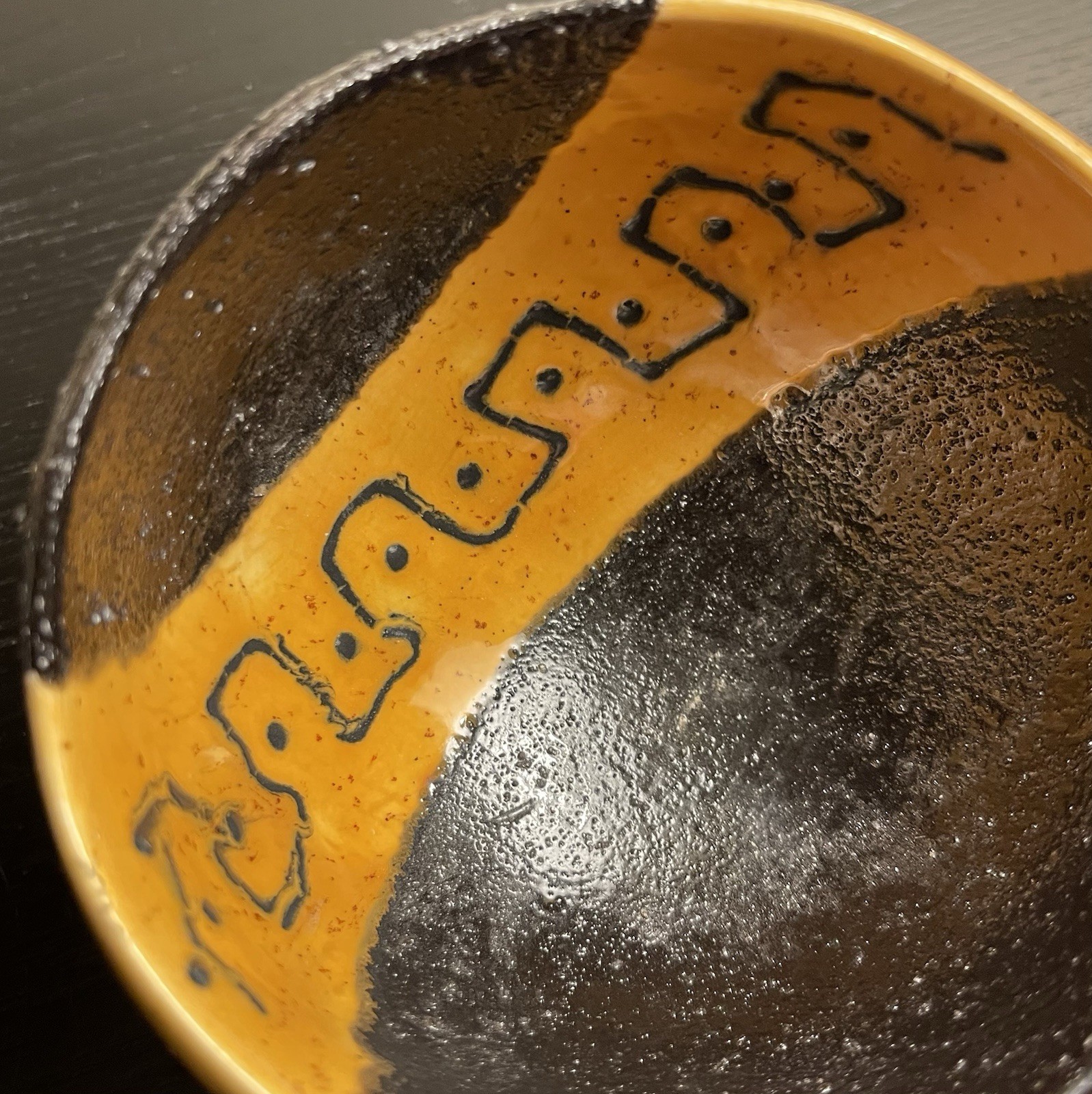 Kolbrún Ólafsdóttir Icelandic Pottery Bowl Volcanic Ash Glaze Handmade, Dramatic