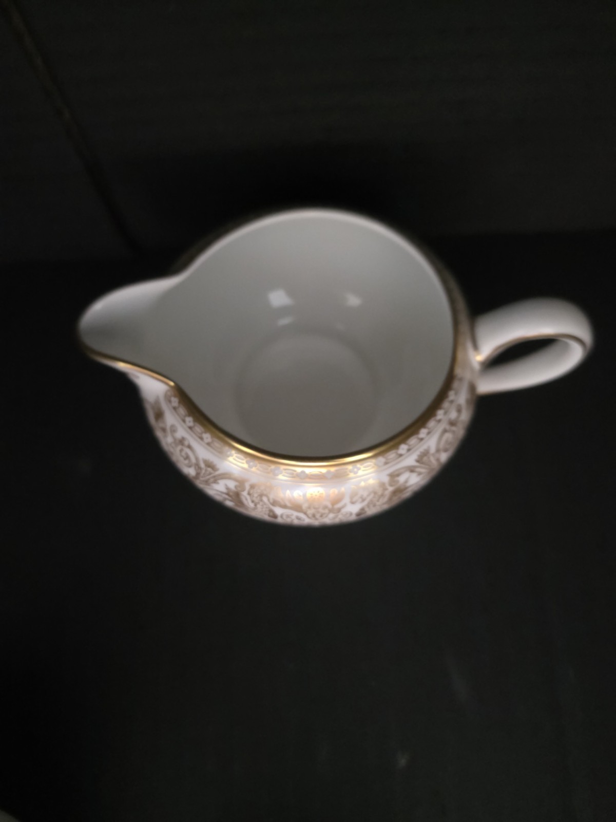 VINTAGE Wedgwood Bone China Gold Florentine Creamer and Sugar Bowl, England