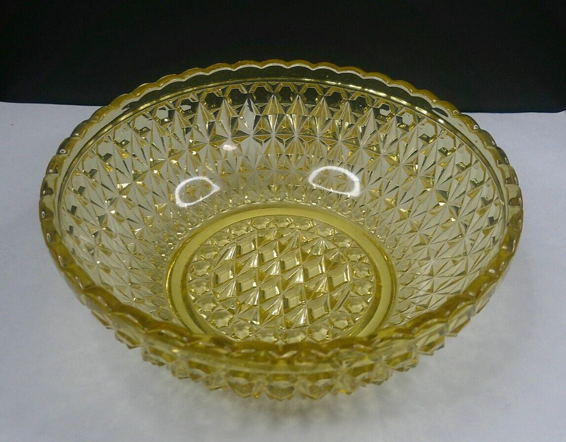 Pressed Diamond, #775, Central Glass Co, Amber Bowl, EAPG, USA, c1885, VgCd