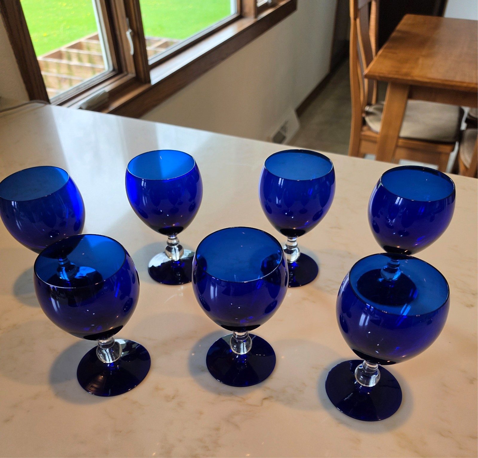 Bryce Glass cobalt blue wine or water goblet (7) mint cond