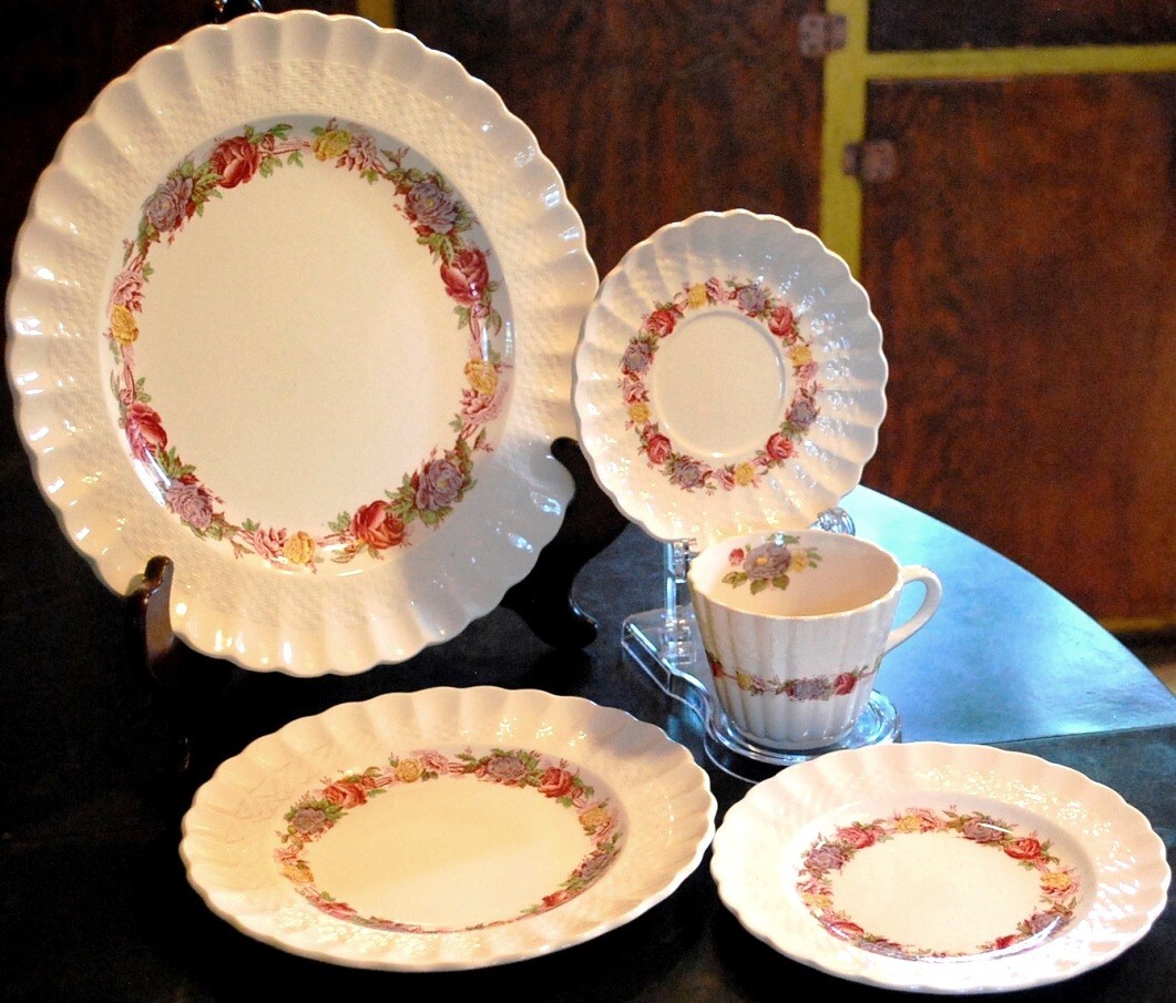 Vtg Set 3 SPODE ROSE BRIAR 5 Piece Place Settings [15 pc total] England OLD MARK