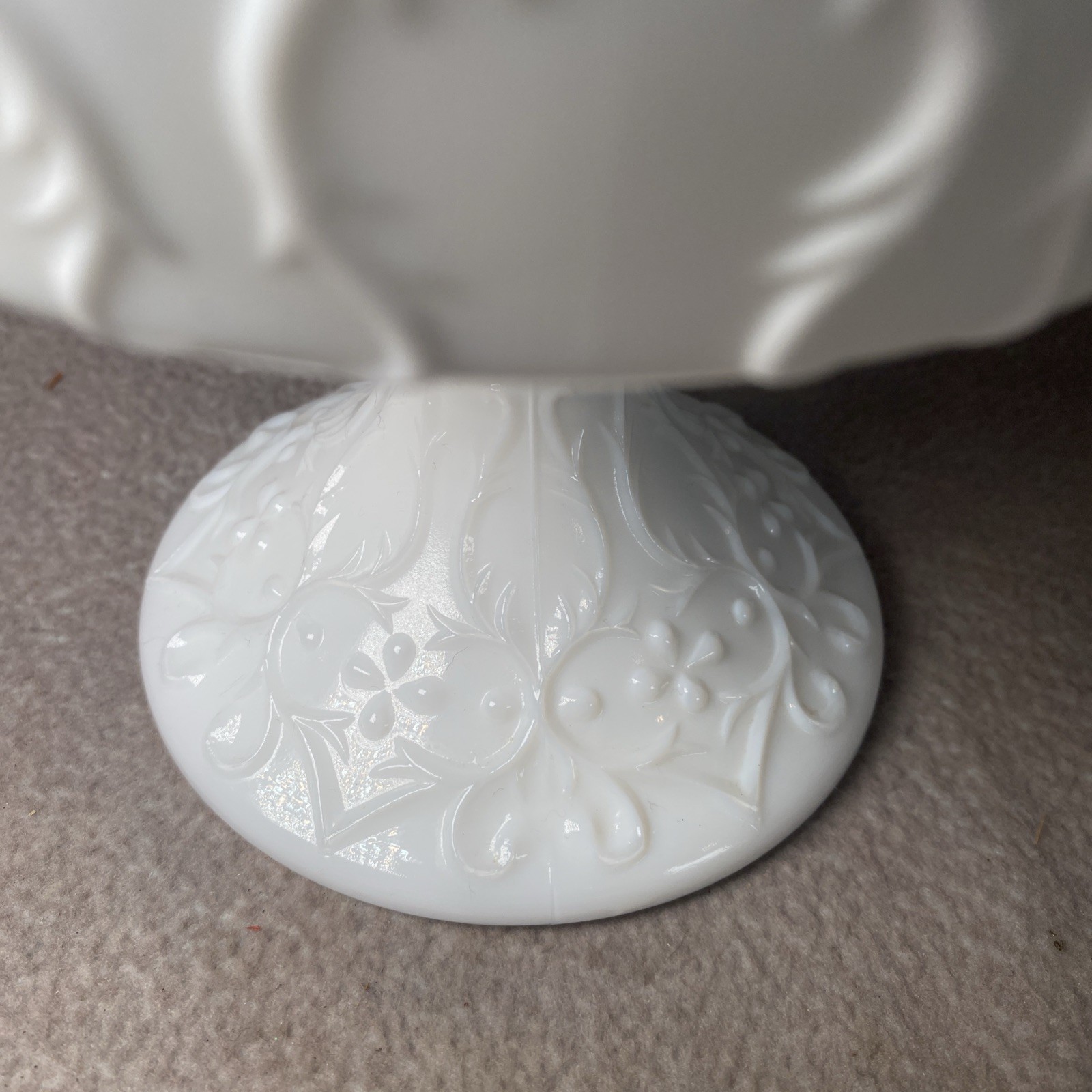 Fenton Milk Glass Silver Crest Spanish Lace Pedestal Candy Server w/ Lid