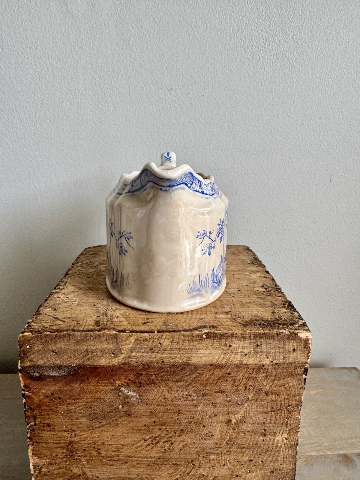 TOASTY Antique Furnivals Quail Blue & White Creamer Transferware Made in England