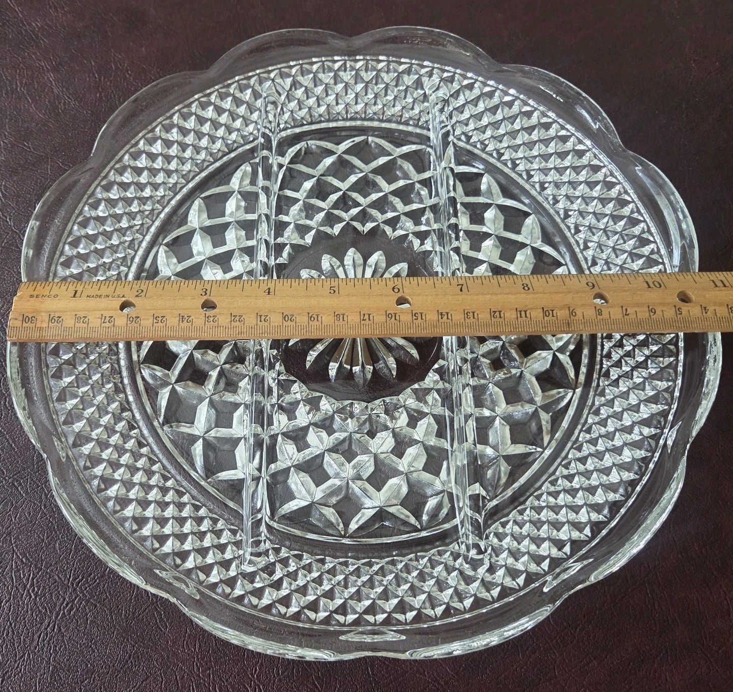 Vintage Anchor Hocking Wexford Clear Glass Five-Part Relish Platter; 11″