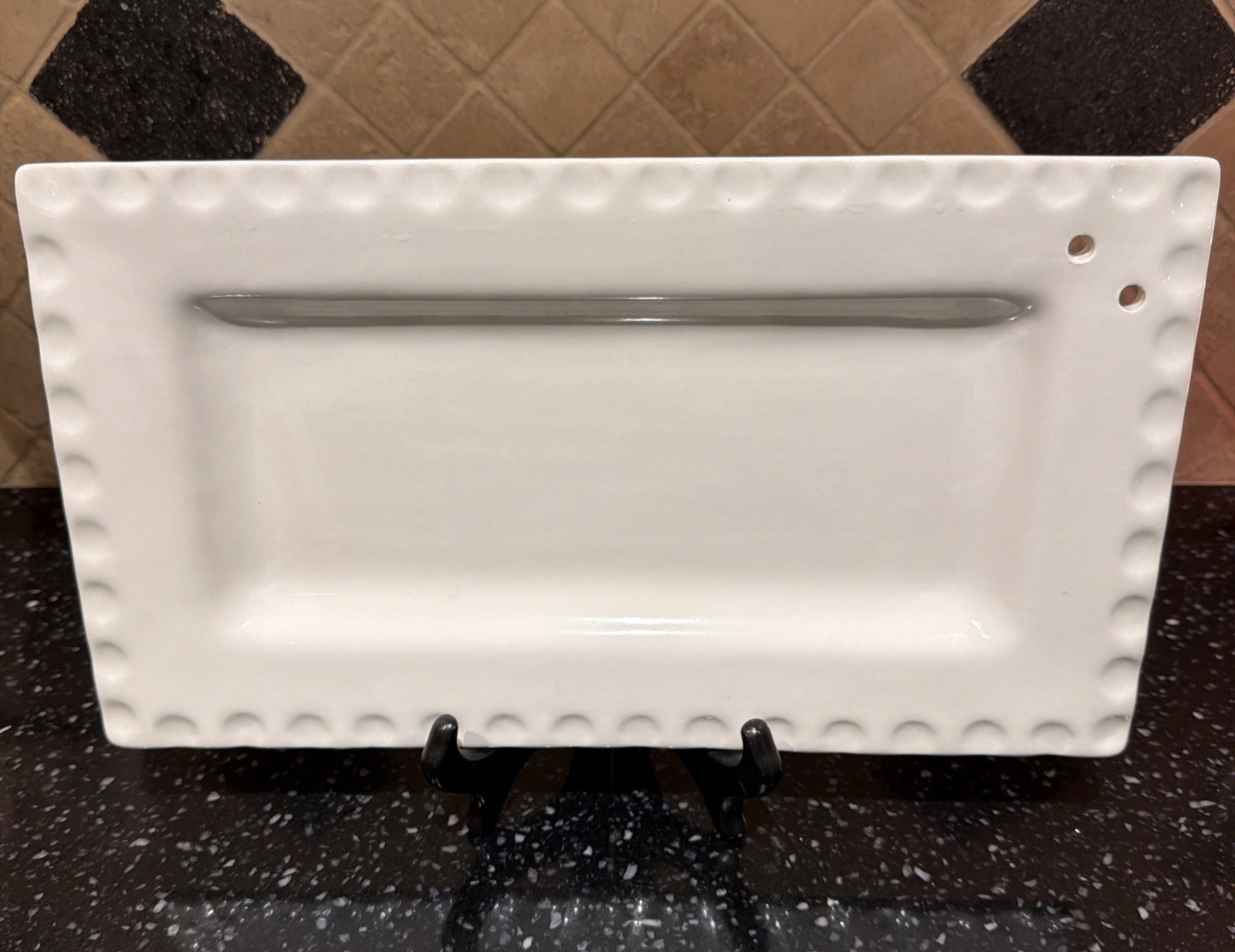 Southern Living Dress Me Up Rectangular Platter Holes to add Ribbon 13.75″x7.75″