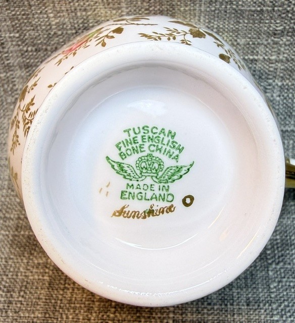 Vintage Royal Tuscan Teacup and Saucer Sunshine Rose Pattern English Bone China