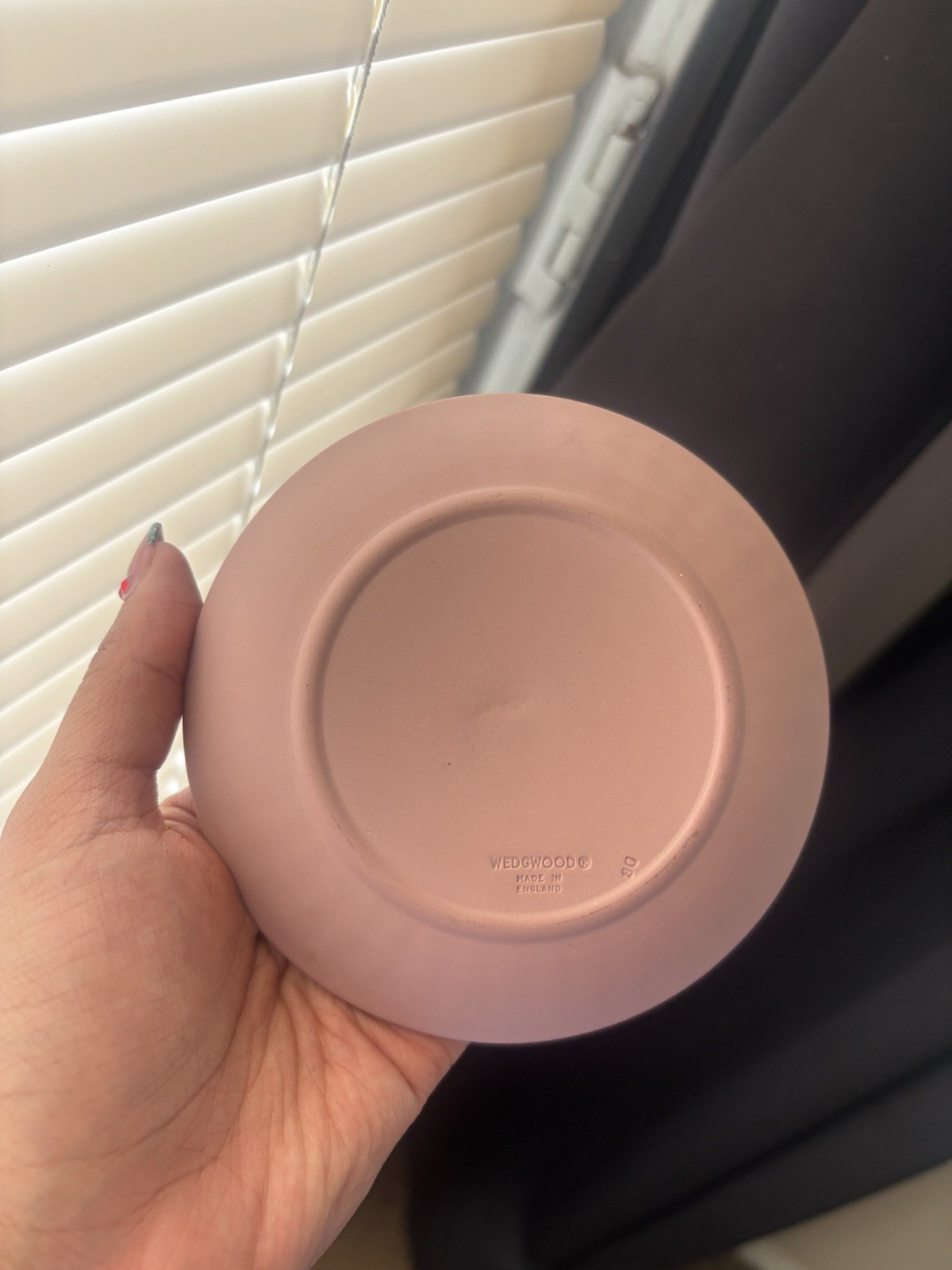 Wedgwood Pink Jasperware Plate, Matte Finish, Made in England, Round