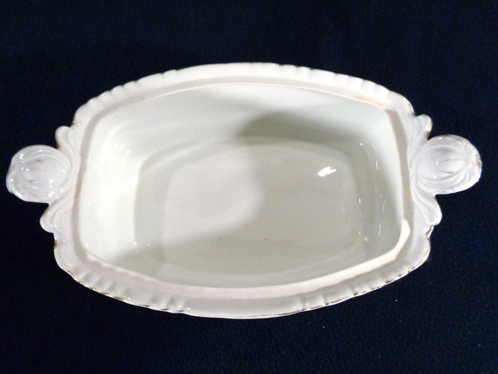 Unmarked Rectangular Covered Vegetable Dish Scalloped Pink Yellow & White Floral