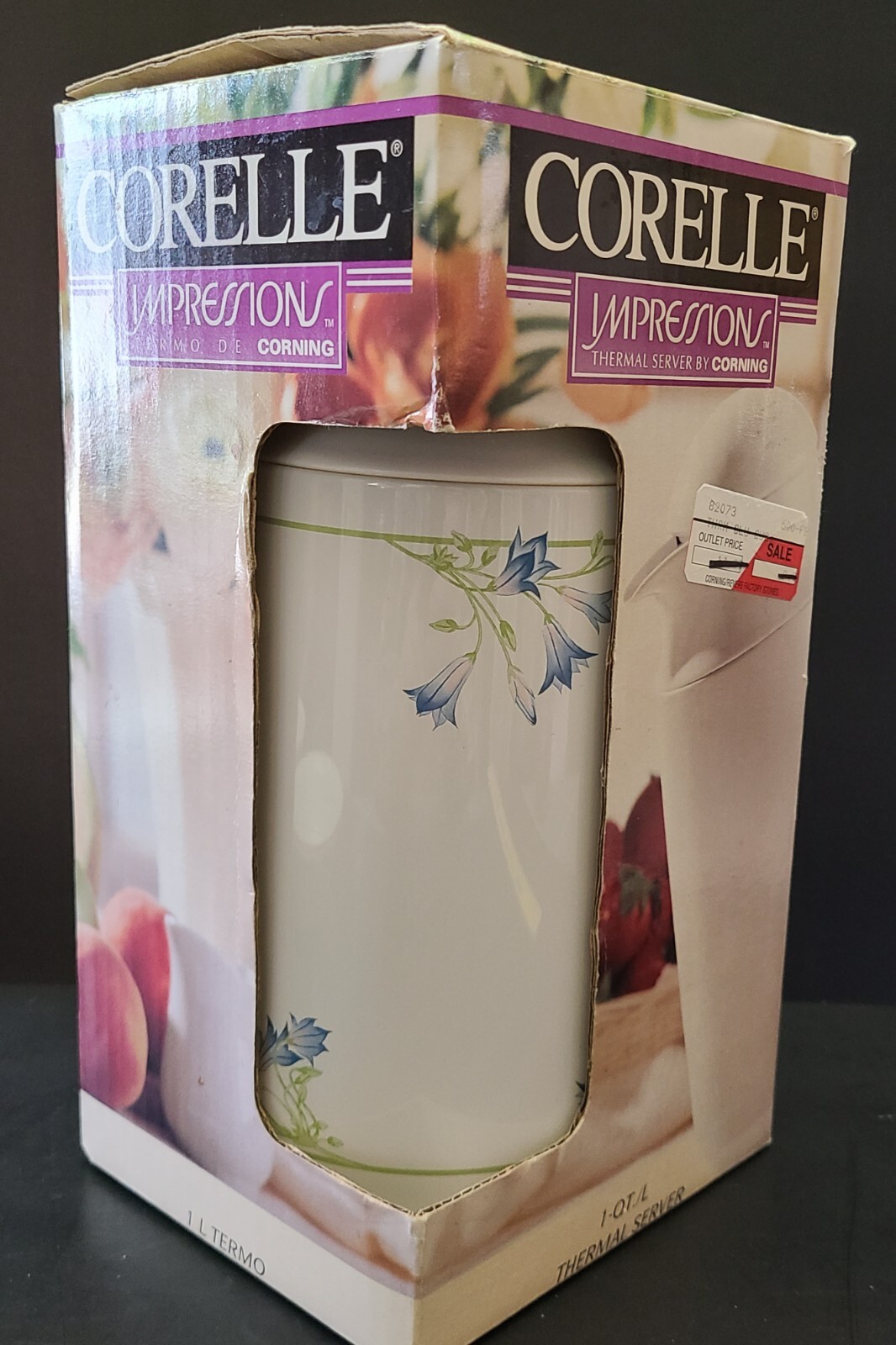 Corelle Impressions Blue Dusk Thermal Server Carafe 1 Qt New Box Vintage