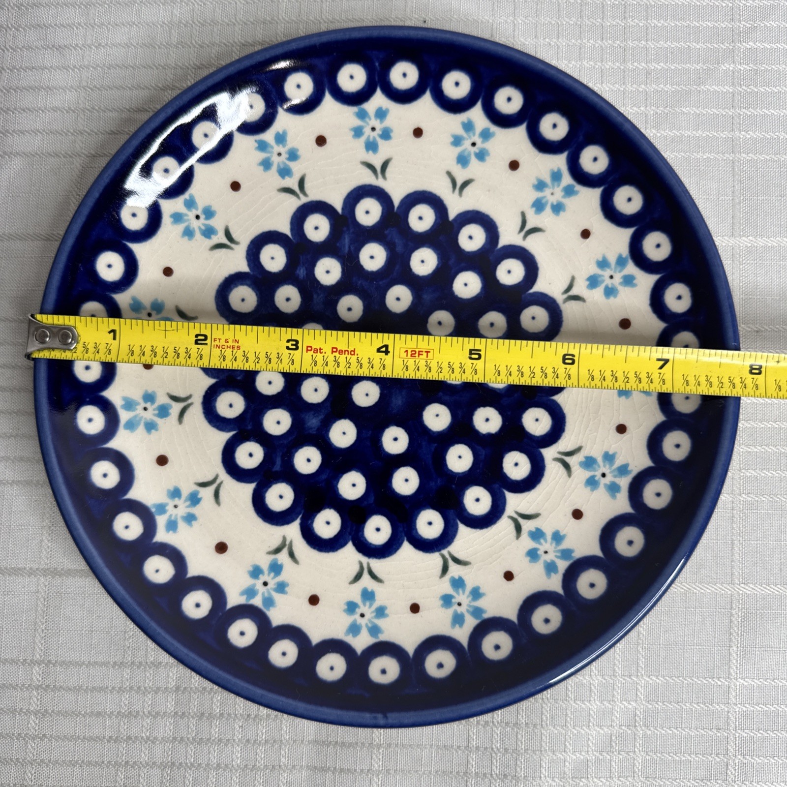 Boleslawiec Polish Pottery Salad/Dessert Plate Flowering Peacock 7.75″ SET OF 4