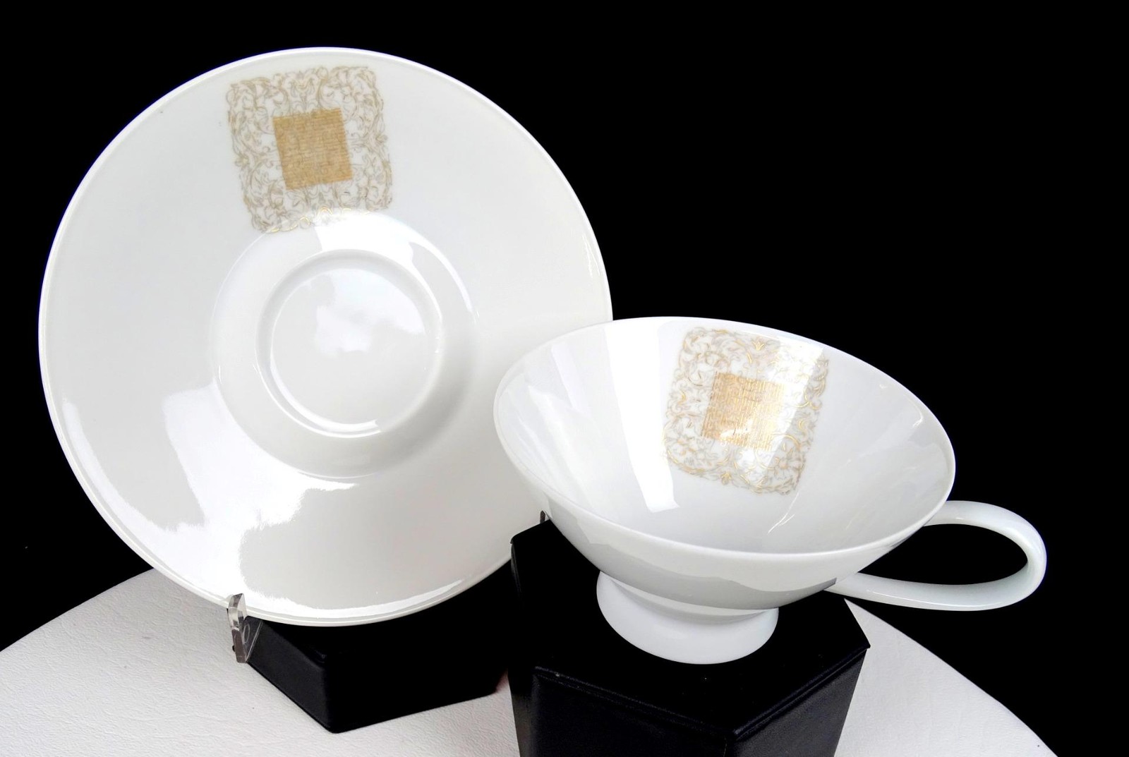 Rosenthal Continental Porcelain Lace Antique Vintage 2.2″ Cup & Saucer Set 1963