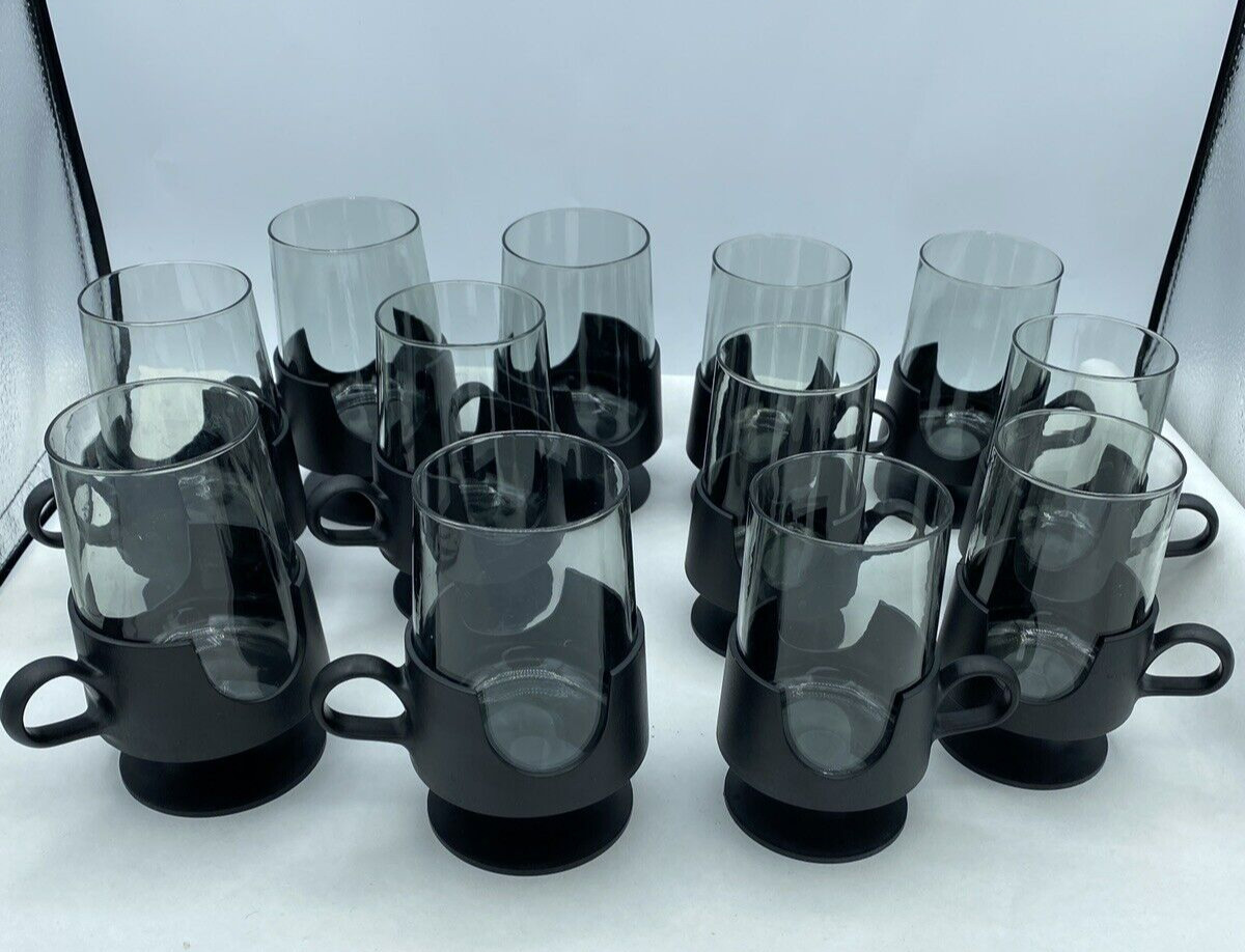 Set of 12 Vintage MCM Corning Glas-Snap Hot Cold Beverage Glasses 8oz & 10oz