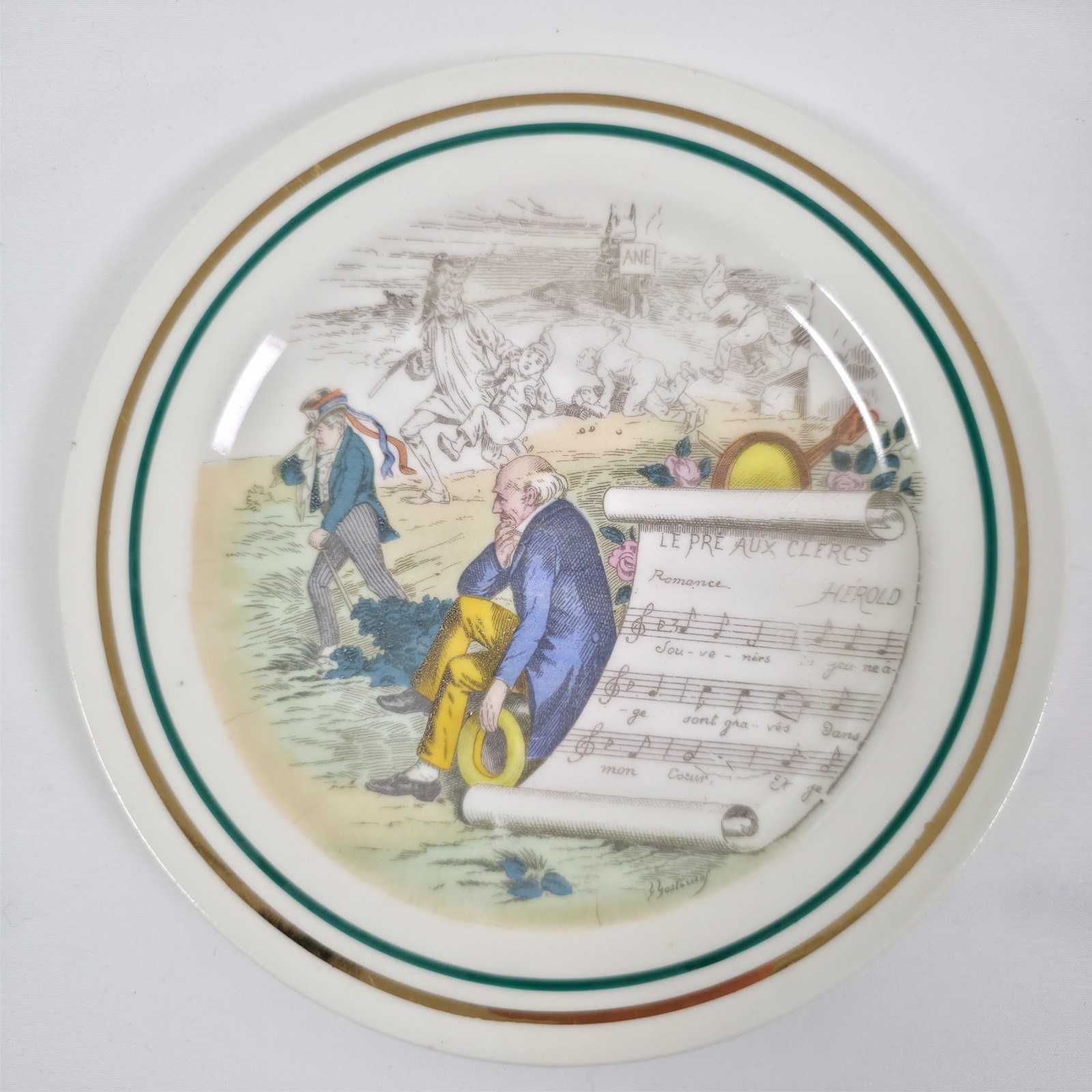 Set of 6 PV Parry Vieille French Opera Transferware Plates Hand Colored