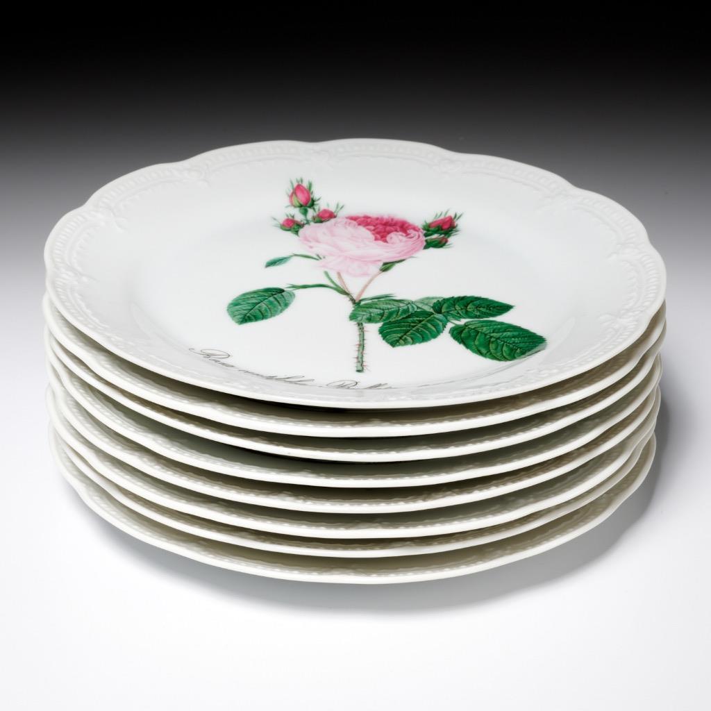 (8) Hutschenreuther Germany Viktoria Botanical Salad Plates Pink Flowers 7.75″ A