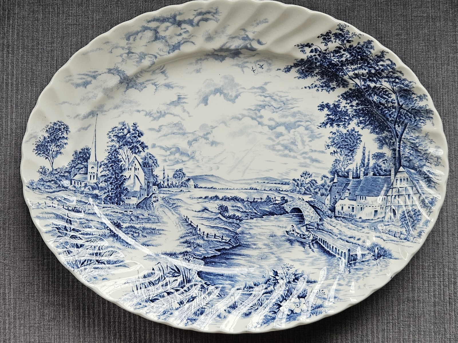 Vintage BLUEBROOK Ironstone Oval Serving Platter 14″ x 11″ Staffordshire England