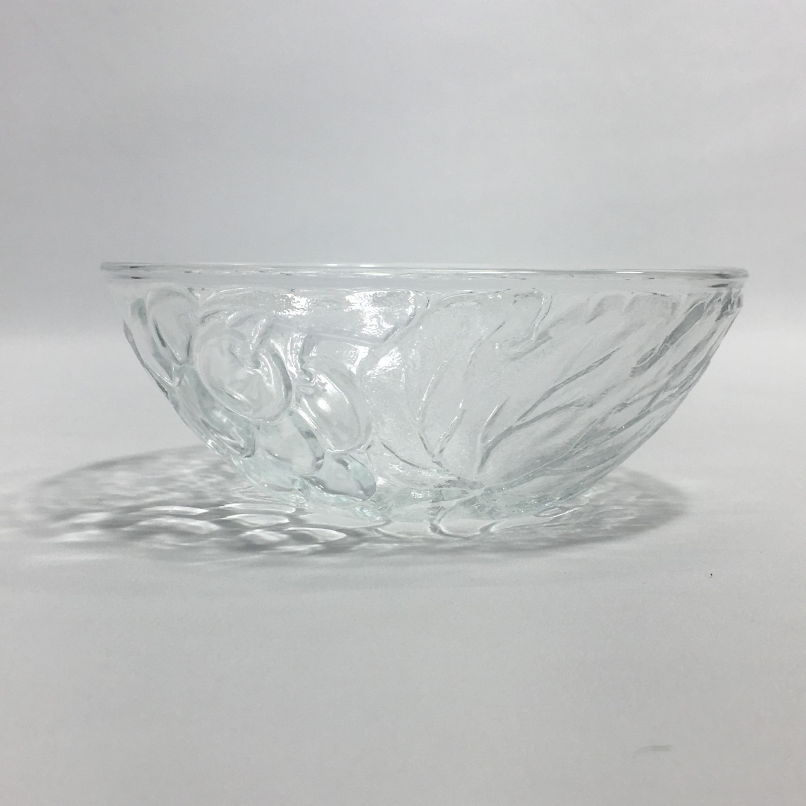 3 KIG Indonesia Vintage Embossed Salad Bowl 6″ Clear Glass Harvest Grape
