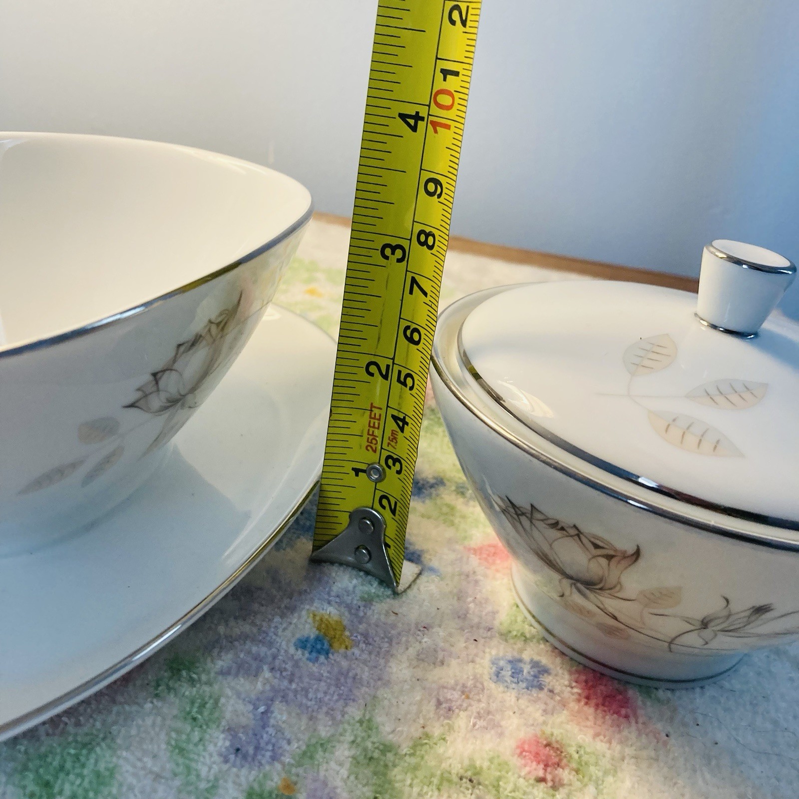 Rosenthal Continental Bettina Platinum Trim Gravy Bowl, Sugar Bowl, Serving Bowl
