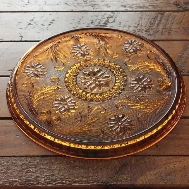 Vintage 10″ Amber Tiara Indiana Sandwich/Daisy Glass Serving Platter