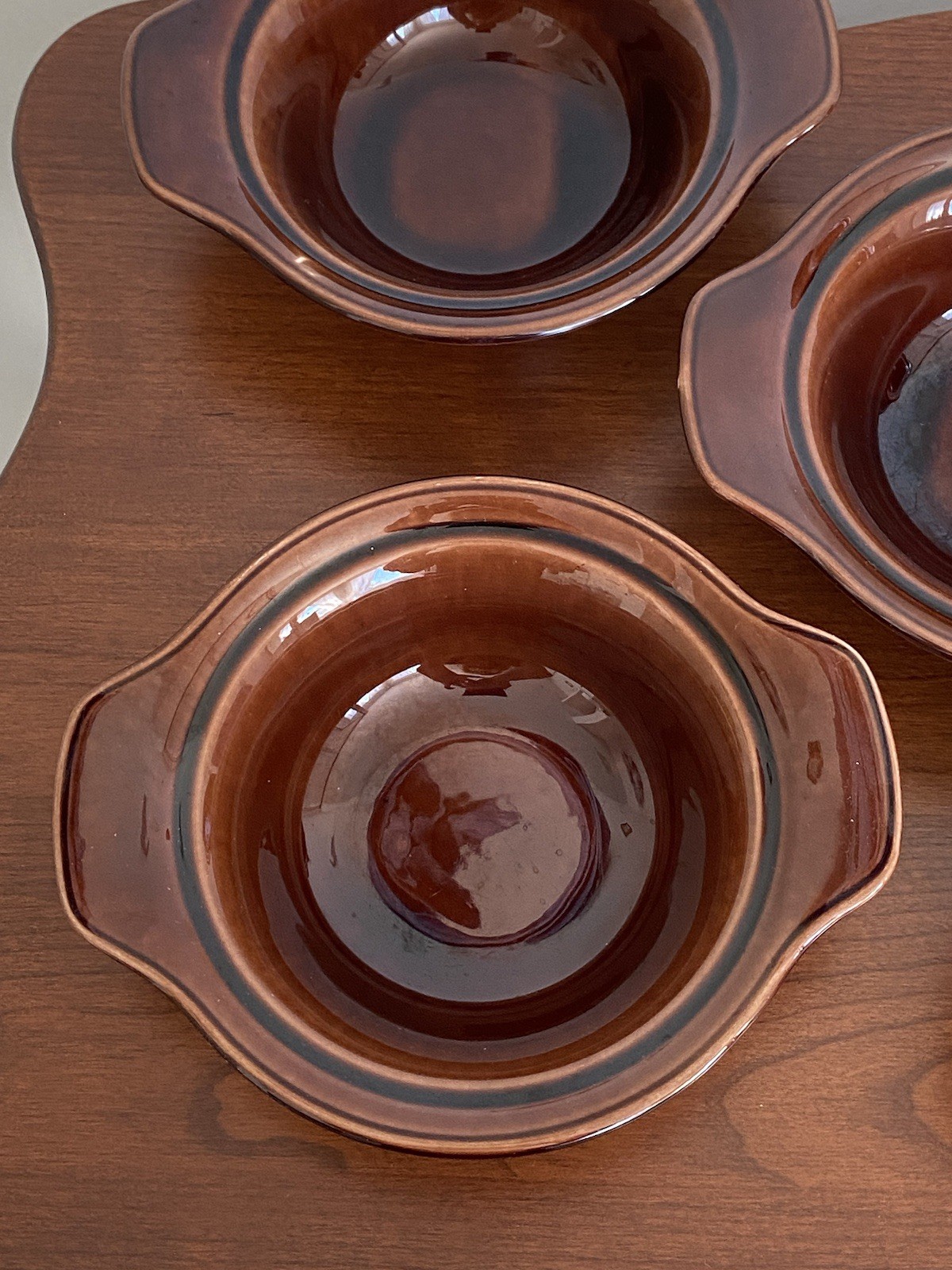 Set Of 6 Early California Brown Lugged Chowder Soup Bowls Vernon Kilns Vintage
