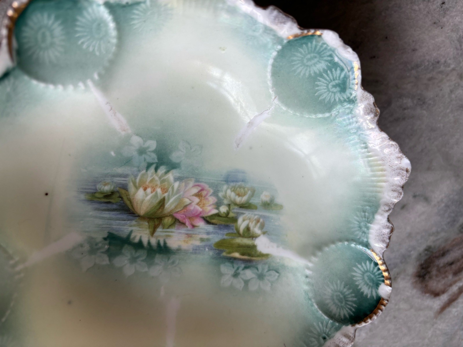 🪷RS Prussia Reflecting Water Lillies Berry Bowls- 5 Inch-Set Of 3🪷