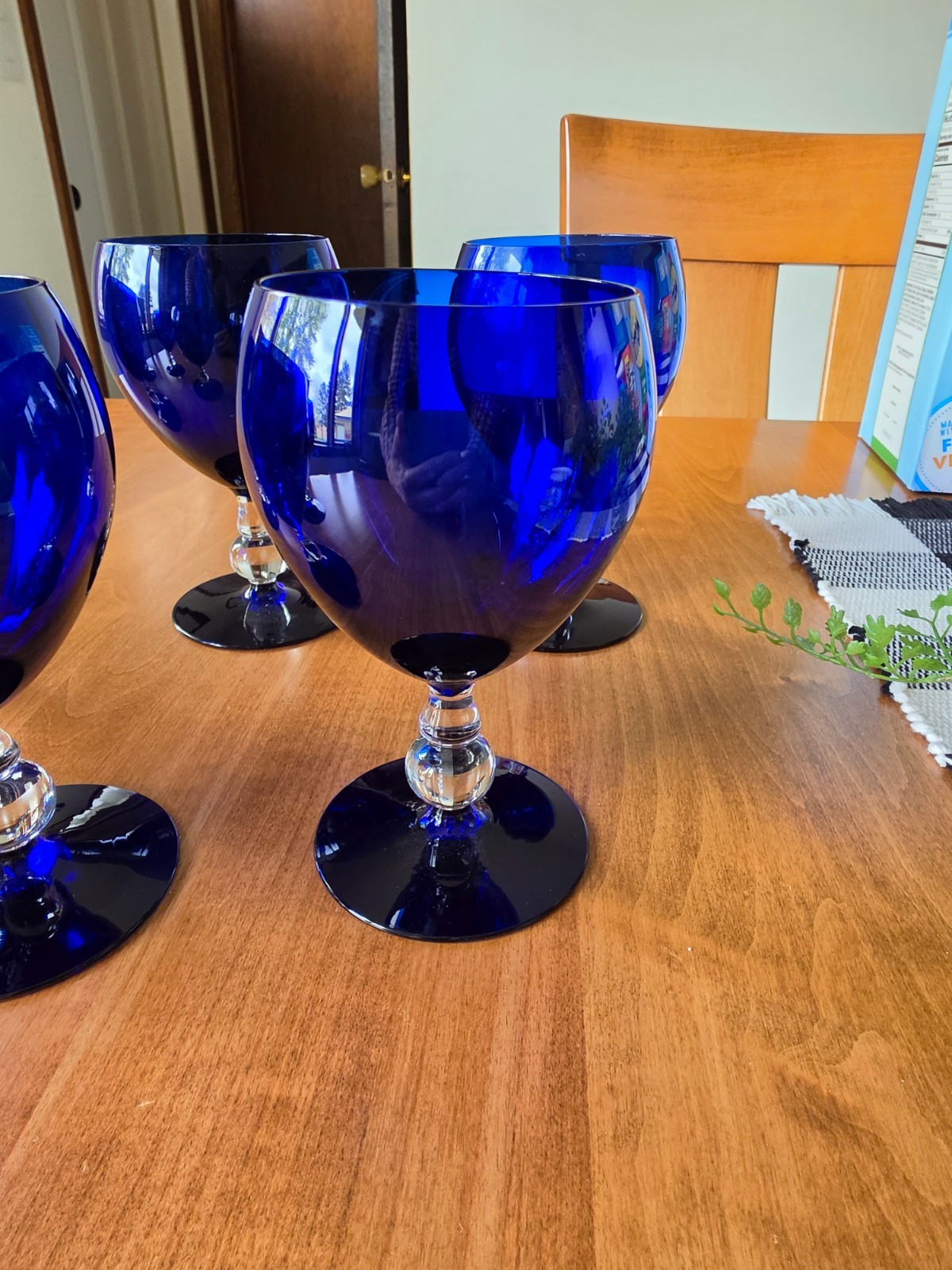 Bryce Glass cobalt blue wine or water goblet (7) mint cond