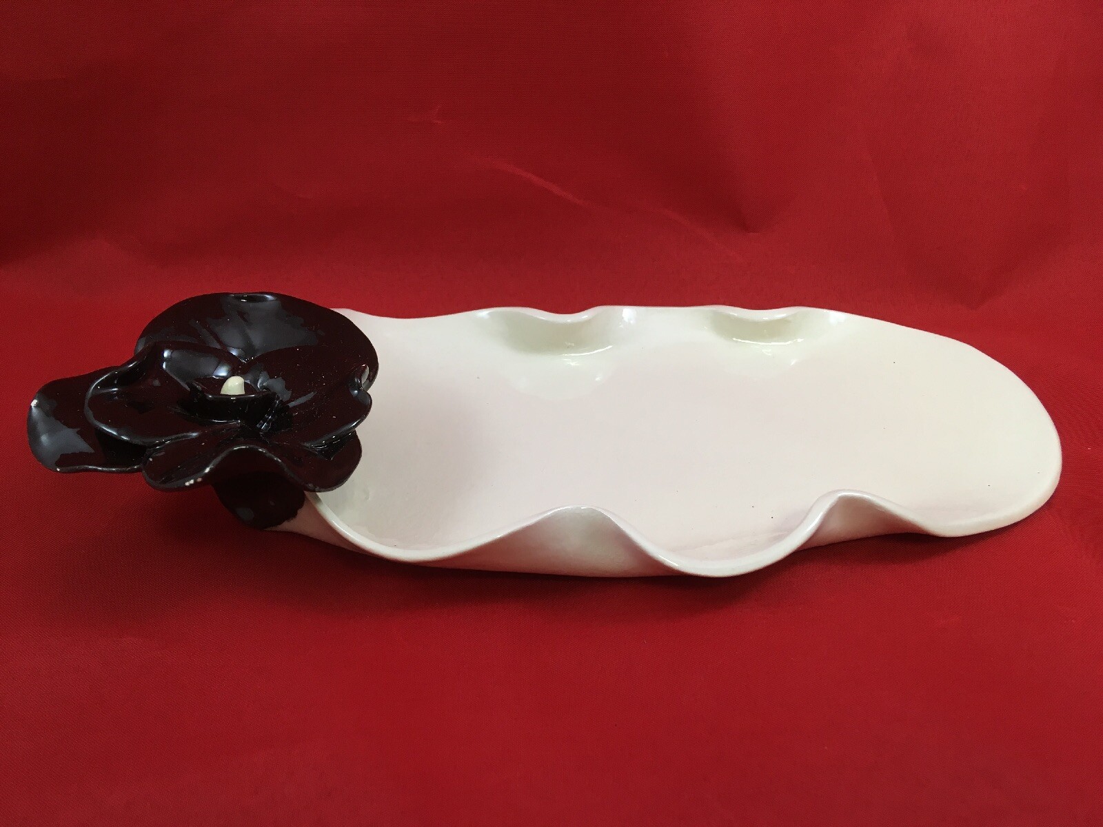 Lois Gottlieb Signed Black Rose Decorative Bowl Trinket Dish Home Decor