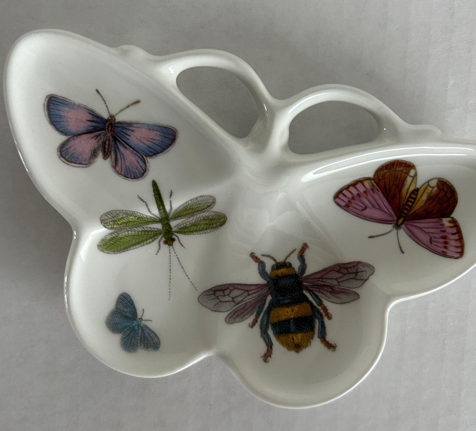Portmeirion Botanic Garden Butterfly Spoon Rest Dish Bee Dragonfly Ceramic
