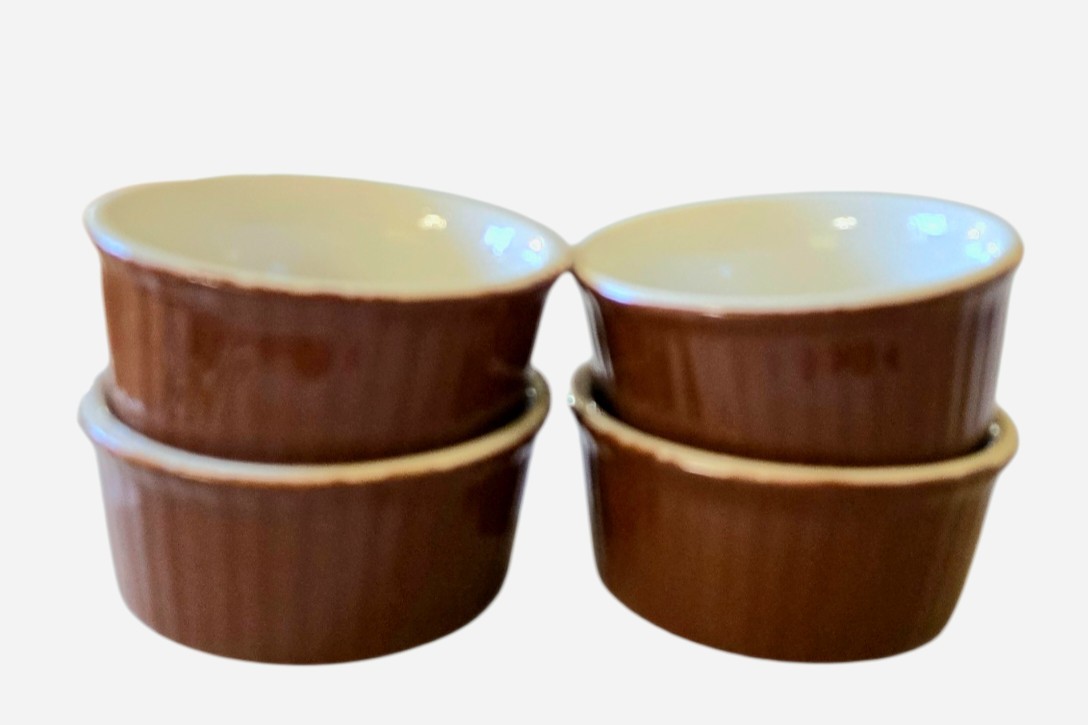 Hall Vintage Brown Ribbed Small Condiment Bowls #844½ (Set Of 4)