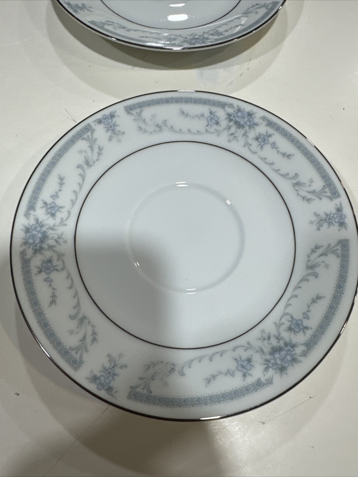 Lot of 2 Sheffield Fine Porcelain China Blue Whisper Saucers 6”