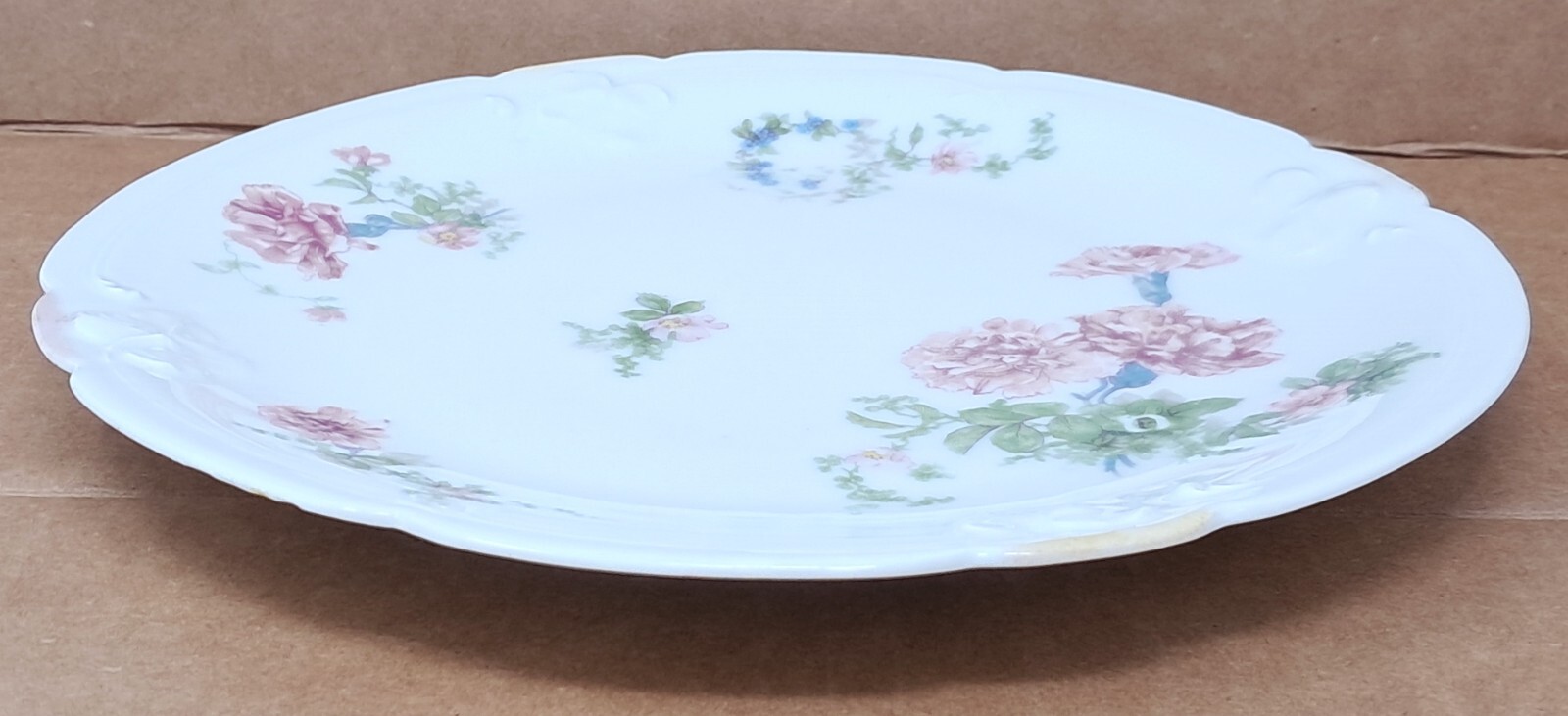 Limoges France LDBC 9″ plate Lanternier handpainted Pink & Blue Florals