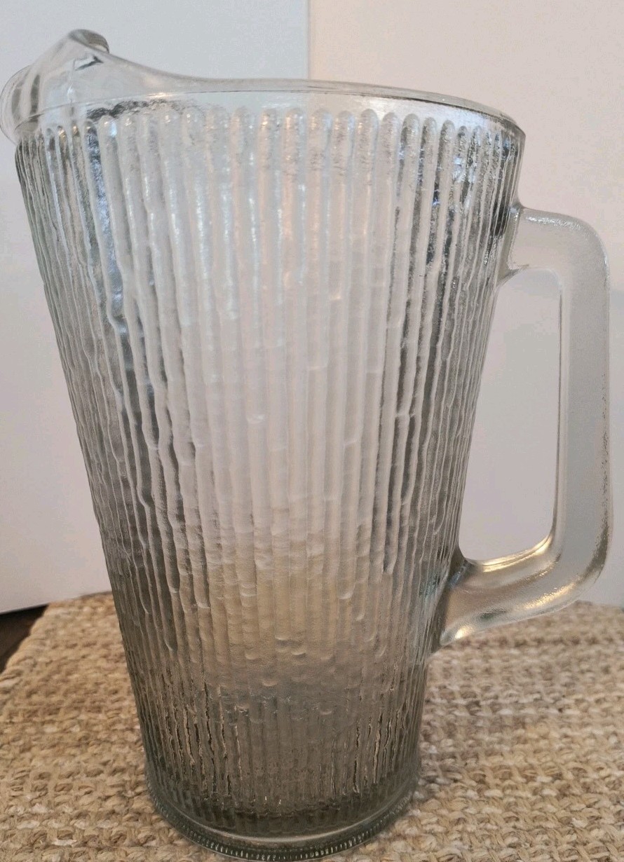 Vintage Tree Bark Design Clear Jeannette Pitcher – ExcellentCondtion! 9″ To Rim