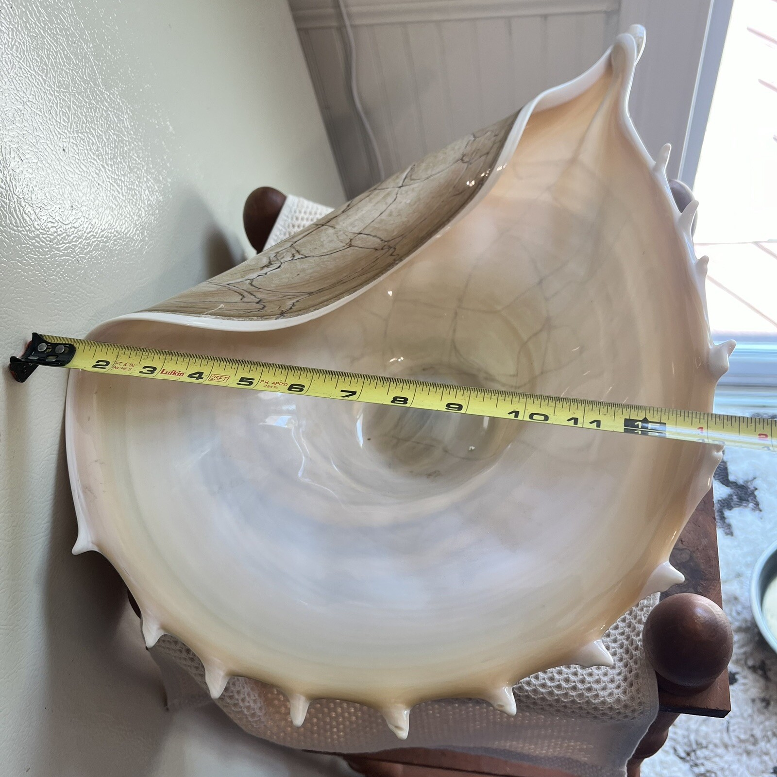Krosno Jozefina Hand Blown Shell Centerpiece Bowl Large 20” Made In Poland