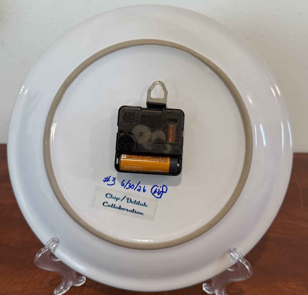 Royal China Currier And Ives Inspired Homemade Pink Clock Rocky Mountain Scene