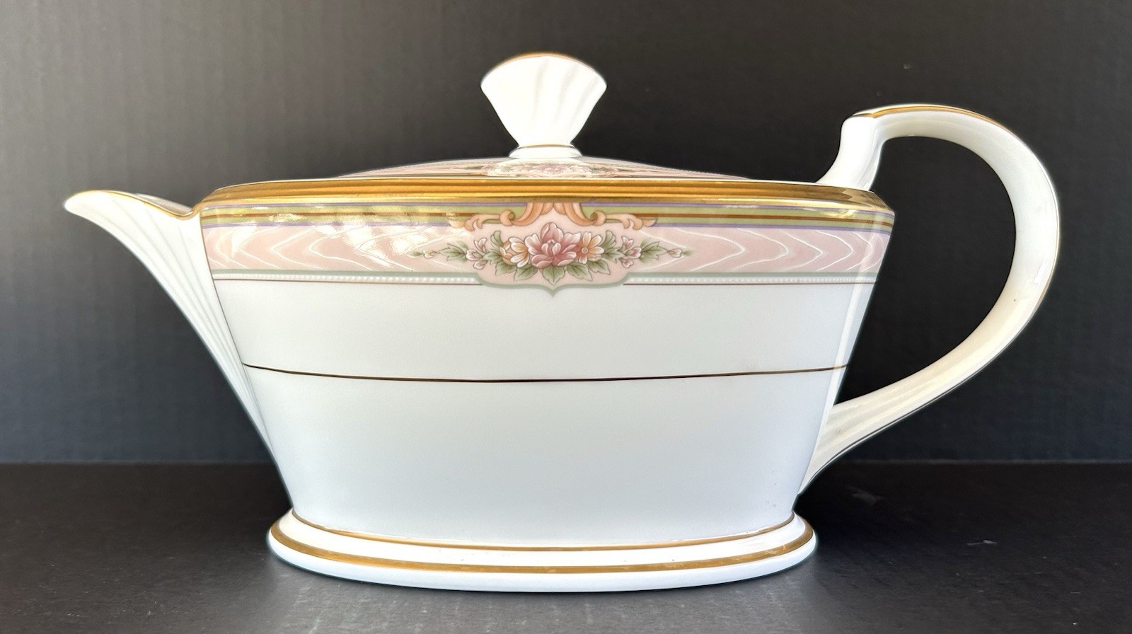 Noritake Bone China Romanticize Teapot Pot Pink Floral Band