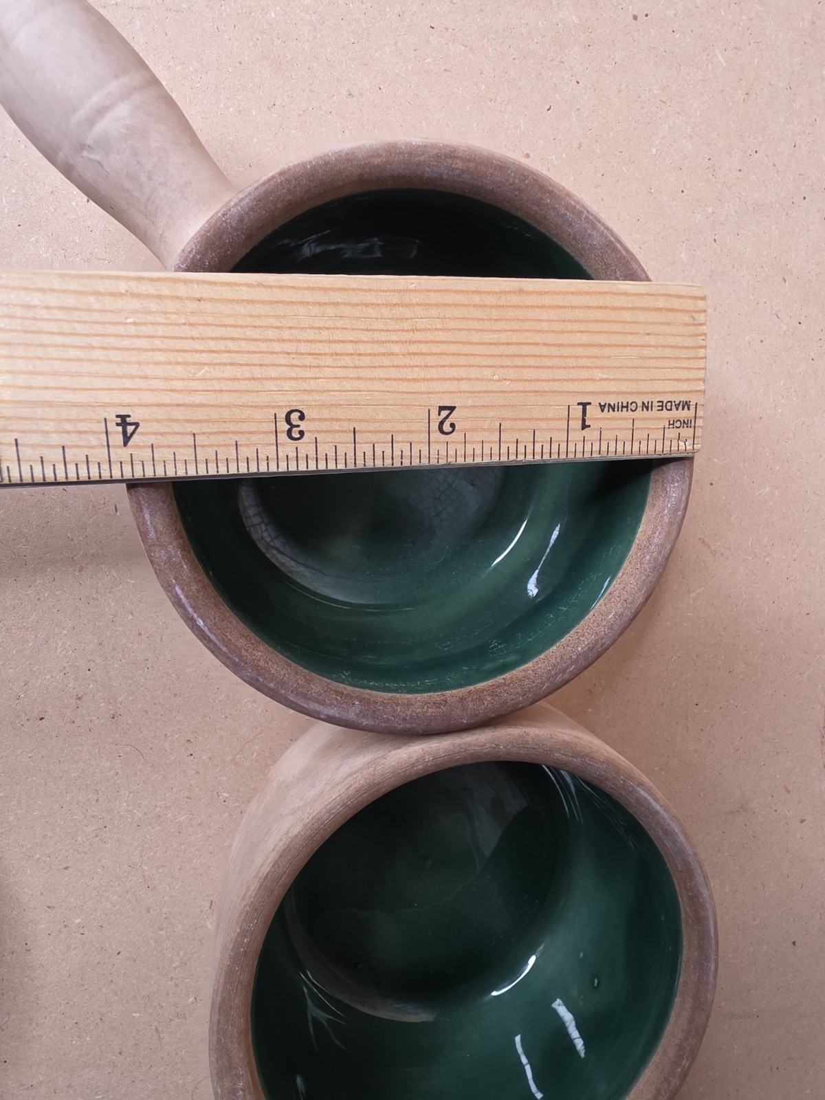 La Solana Pottery Natural Clay Body Green Lid & Body Made 1940/50’s Casserole X2