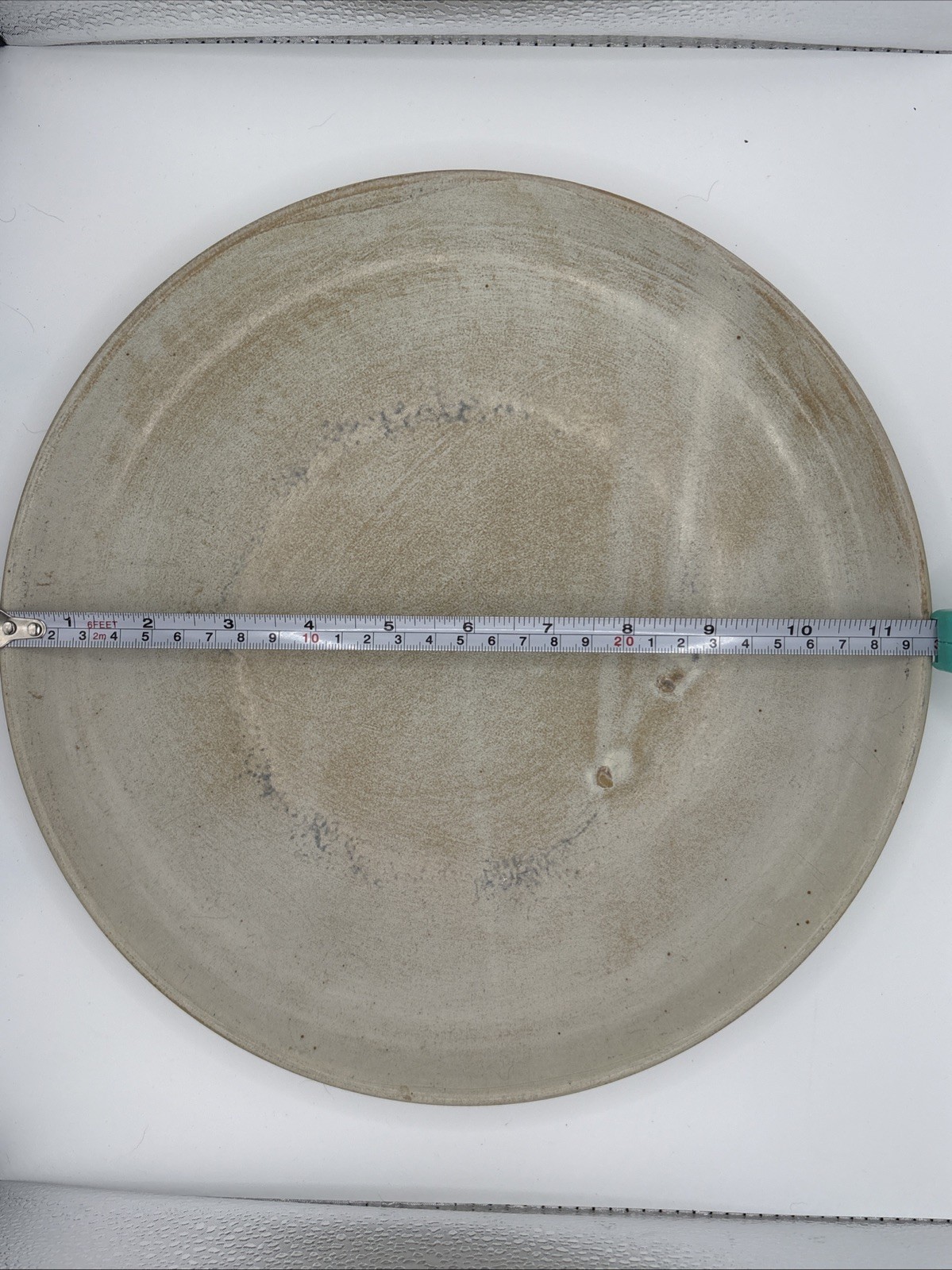 Vintage Handmade 11.75” Studio Art Stoneware Wall Plate Rustic Earth Tone Glaze