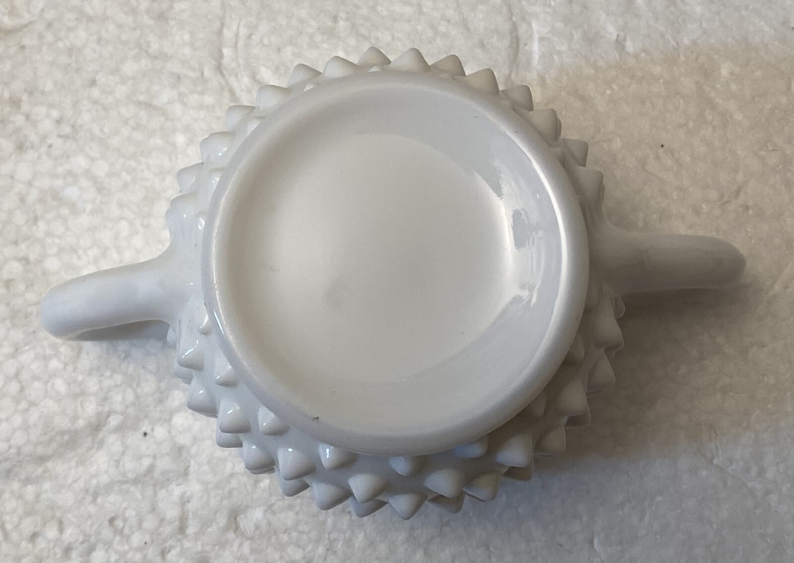 Vintage Fenton Milk Glass Hobnail Star-Shaped Open Sugar #3906