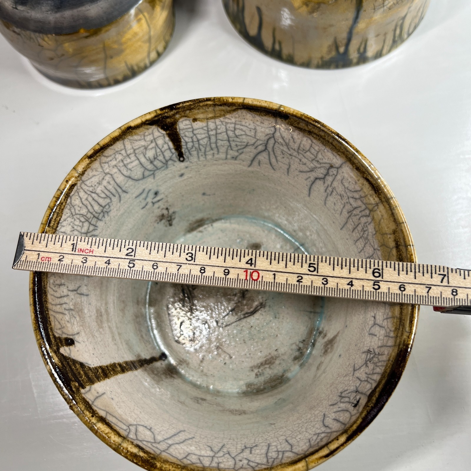 Handmade Studio Pottery Bowl Set 3 Signed Alyce Drip Glaze Ceramic