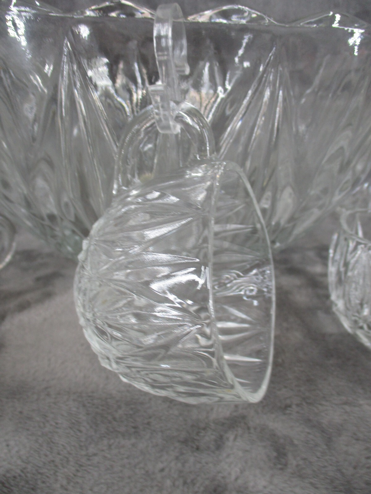 Hazel Atlas William Sport Punch Bowl Cups Hooks Set Square Crystal Cut 25 Piece