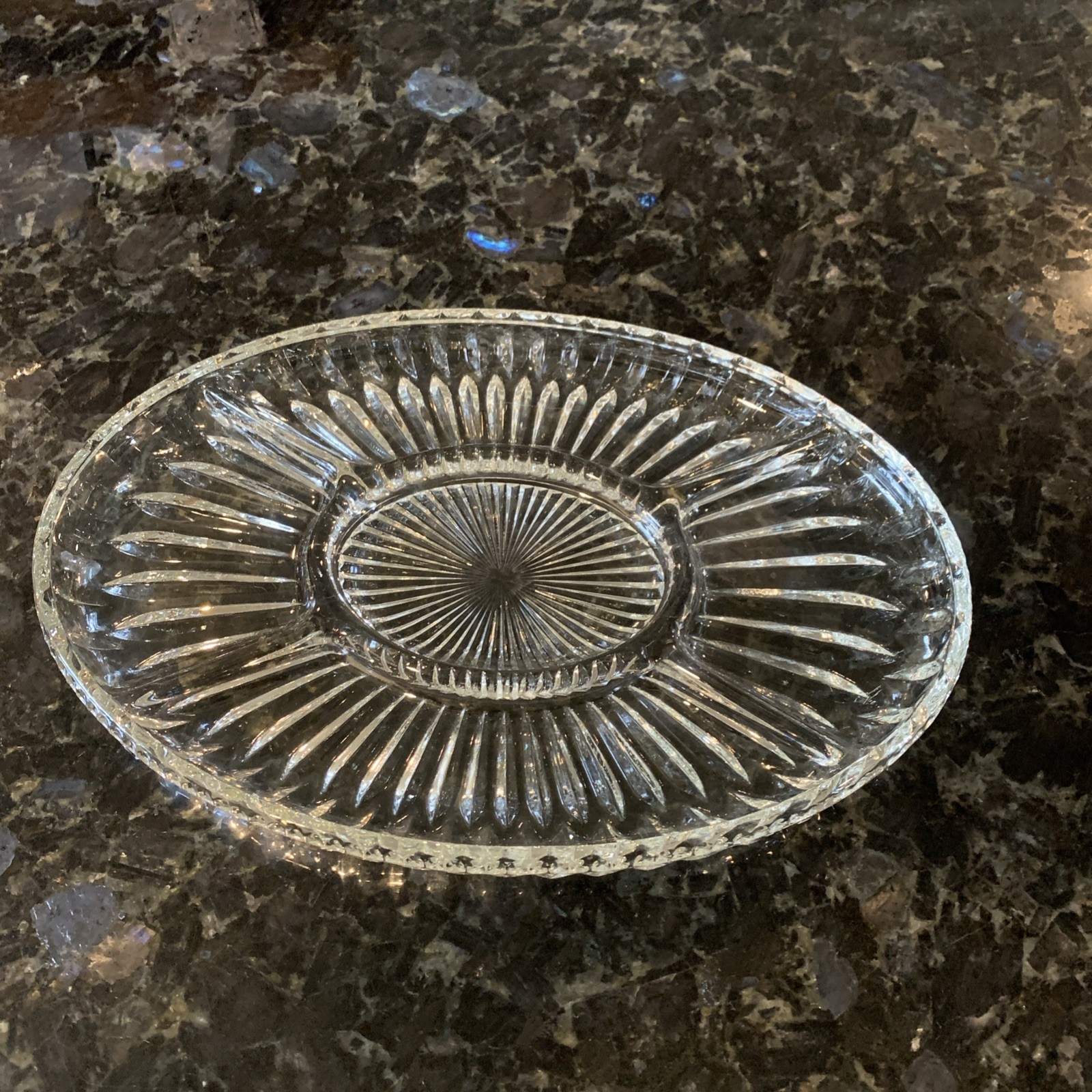 Vintage Oval Relish Dish – Glass Serving Dishes with 5 sections Ribbed Pattern