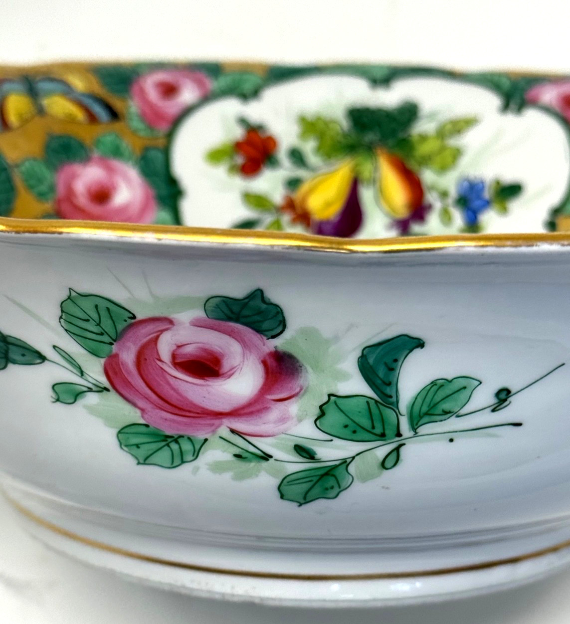 Antique Saxe Altenburg Germany Art Nouveau Gold Embossed Serving Display Bowl