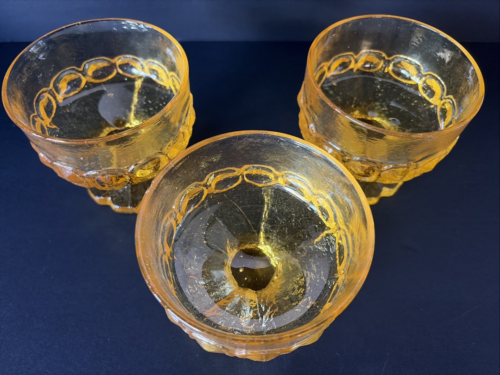 Vtg Tiffin Franciscan Madeira Cornsilk Yellow 3.5 in Sherbet Glass Dish Set of 3