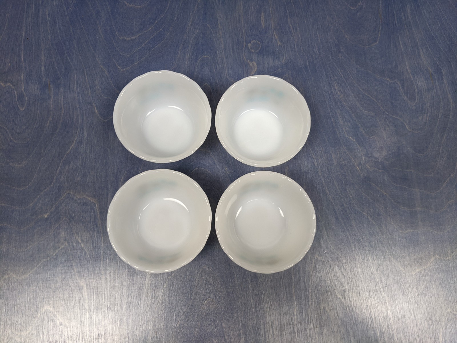 Anchor Hocking Blue Heaven Custard Cup Dessert Set of 4 Vintage Atomic MCM