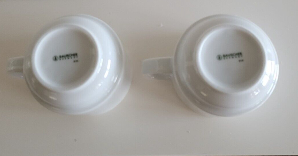 2 BAUSCHER GERMANY WHITE PORCELAIN COFFEE CUPS 3.5 INCHES DIAMETER 3 INCHES 6 OZ