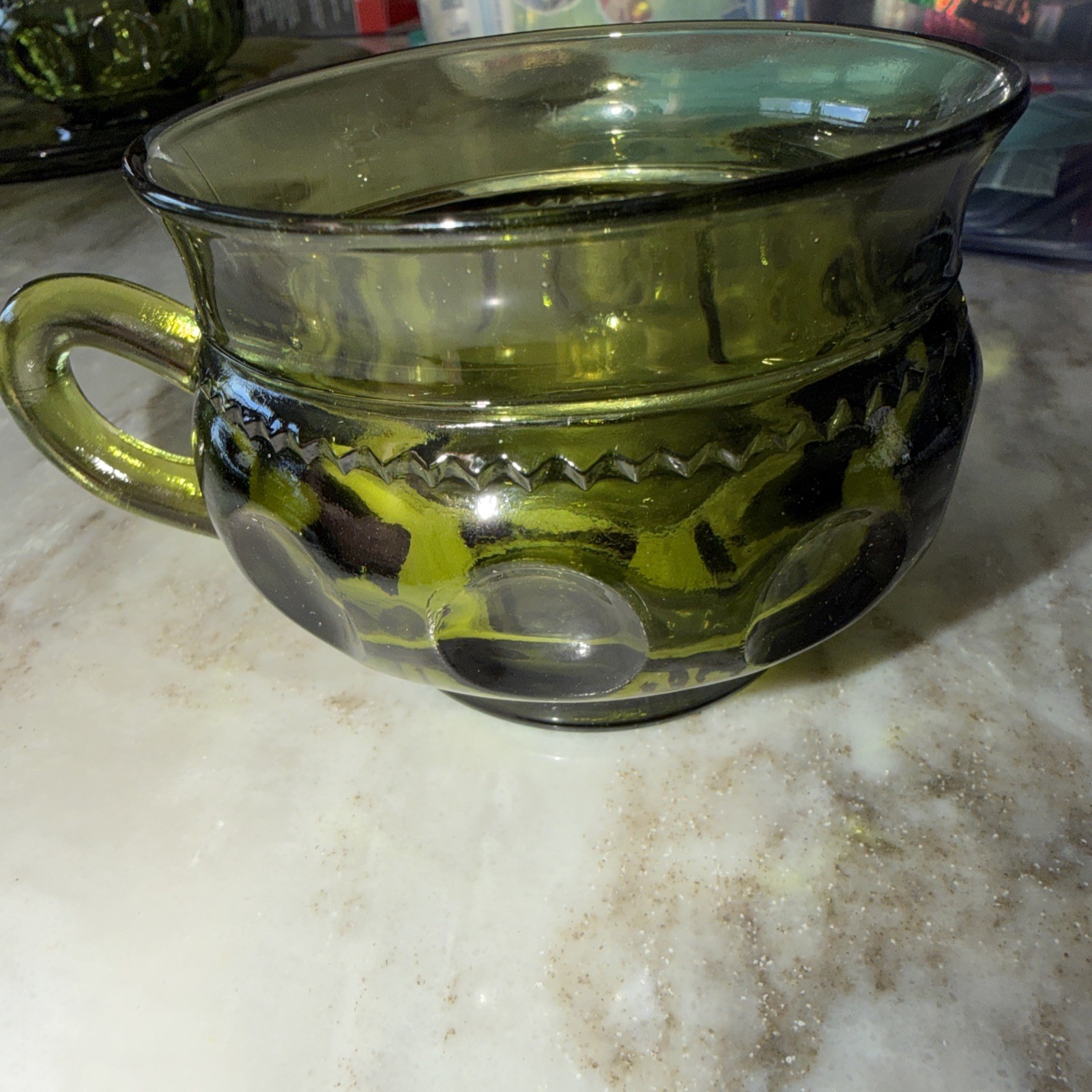 Colony Glass Co Whitehall Olive Green Snack Drinking Cup Great Shape!! 1960s