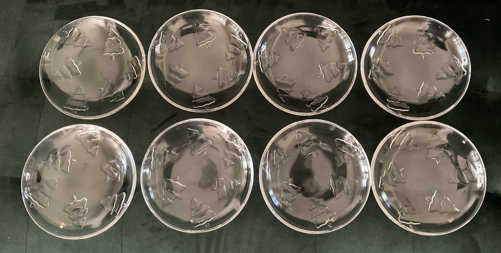 Arcoroc Glass Dessert Christmas Plates Holiday Trees 1 set of 8 in Original Box