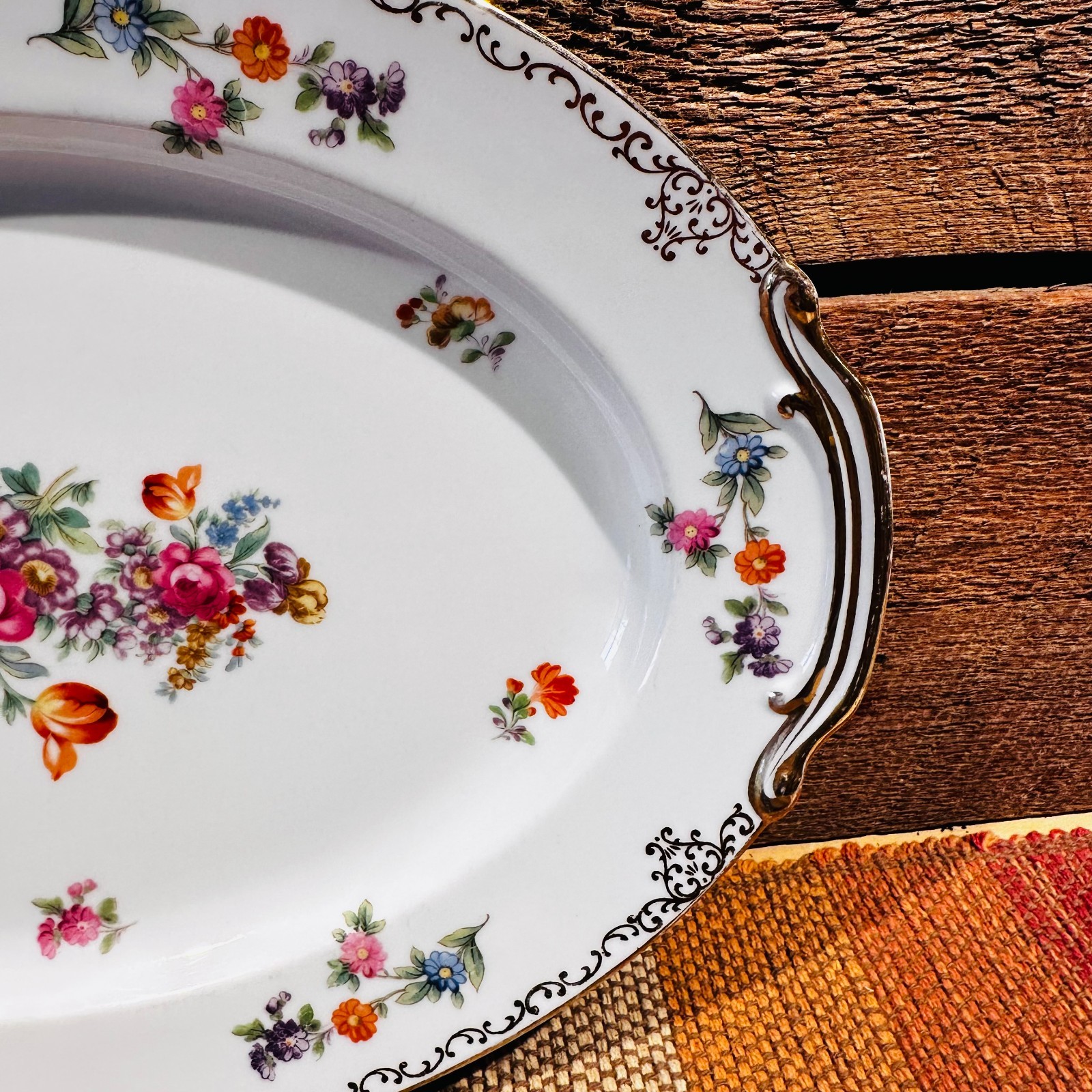 Noritake China “Dresdoll” 1950s Platter Made in Occupied Japan Floral