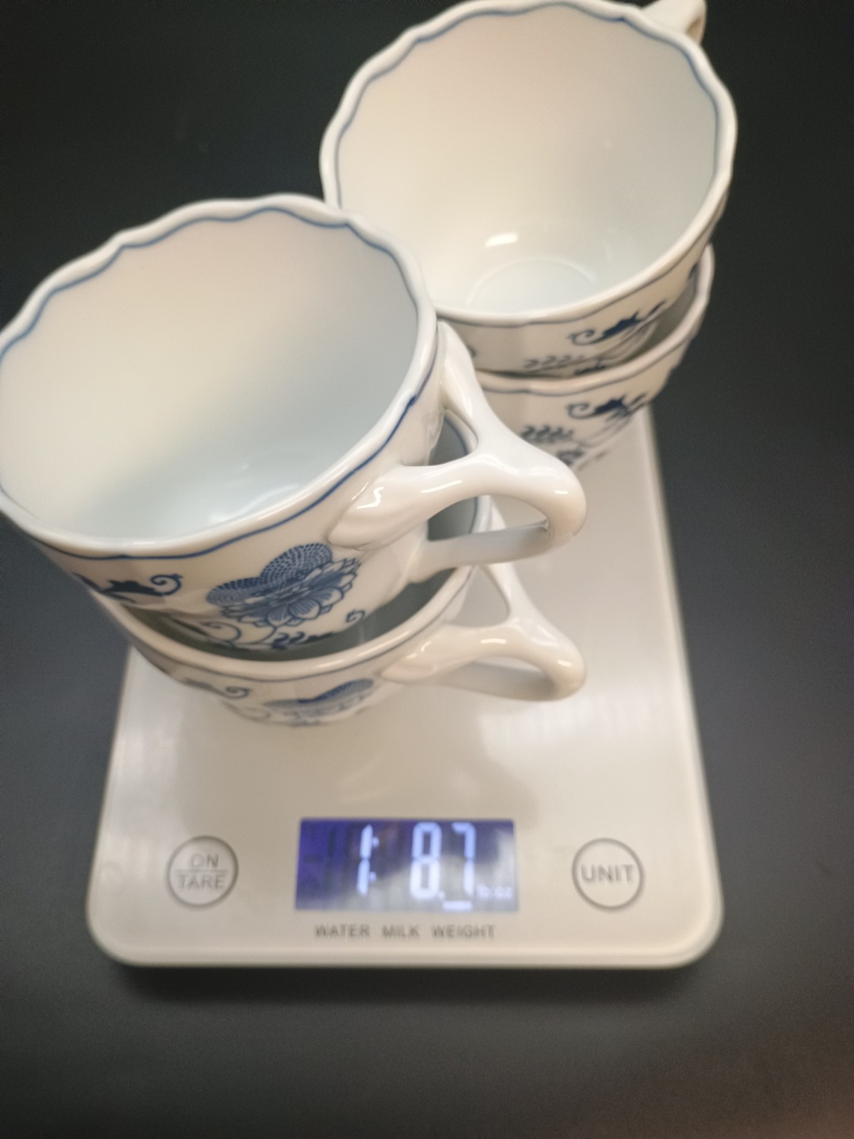 4 Vintage Blue Danube Cups Blue Onion Design, Lipper International Japan