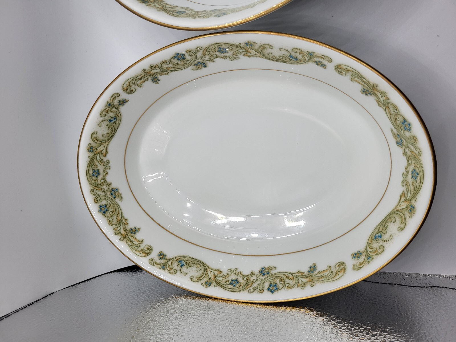 Two Noritake 2359 Maytone Vegetable Serving Bowls (9.75″ Oval & 8.75″ Round)